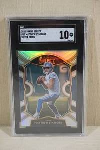 lot 58 image: 2020 Panini Select Matthew Stafford #11 Silver Prizm Football Card - SGC 10