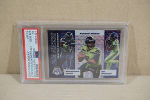 lot 60 image: 2020 Panini Mosaic Flea Flicker LynchWilsonMetcalf Football Card - PSA 10