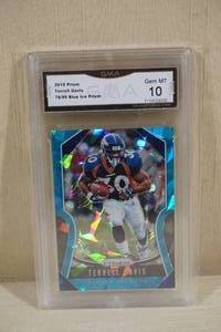lot 61 image: 2019 Panini Prizm Terrell Davis #291 Blue Ice Prizm Football Card - GMA 10