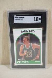 lot 70 image: 1989-90 NBA Hoops Larry Bird #150 Basketball Card - SGC 10