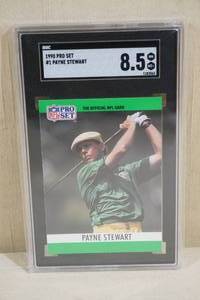 lot 74 image: 1990 NFL Pro Set Payne Stewart #1 Golf Card - SGC 8.5