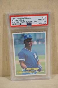 lot 84 image: 1990 SCD Bo Jackson Pocket Price Guide HC Baseball Card - PSA 8