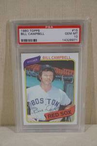 lot 87 image: 1980 Topps Bill Campbell #15 Baseball Card - PSA 10