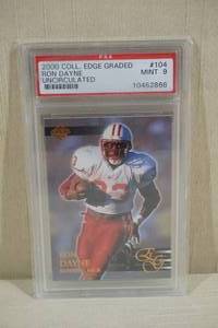 lot 92 image: 2000 Coll. Edge Ron Dayne #104 Uncurculated Rookie Football Card - PSA 9