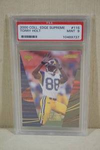 lot 94 image: 2000 Coll. Edge Supreme Torry Holt #116 Football Card - PSA 9