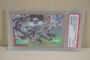 lot 96 image: 1998 Stadium Club Chrome Barry Sanders Refractor Football Card - PSA 9