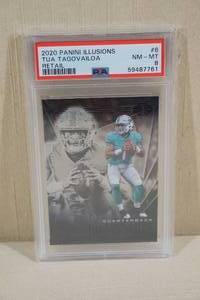 lot 150 image: 2020 Panini Illusions Tua Tagovailoa #6 Rookie Football Card - PSA 8
