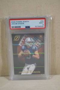 lot 155 image: 2020 Panini Zenith Jacob Eason #55 Rookie Football Card - PSA 9