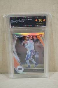 lot 156 image: 2021 Panini Prizm Draft Kyle Trask #109 Silver Rookie Football Card - Encased