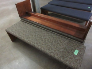 lot 157A image: WOODEN BENCHES WITH UPHOLSTERED SEATS