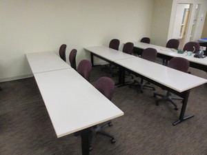 lot 196C image: HERMAN MILLER TRAINING TABLES AND AMBI CHAIRS