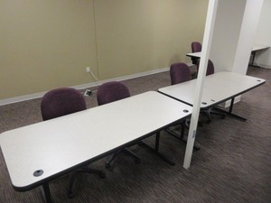 lot 201C image: FALCON TRAINING TABLES WITH HERMAN MILLER AMBI CHAIRS