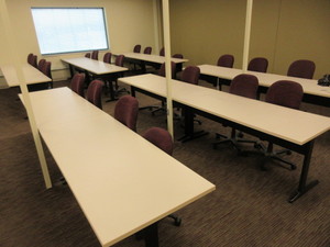 lot 211M image: HERMAN MILLER TRAINING TABLES WITH AMBI CHAIRS