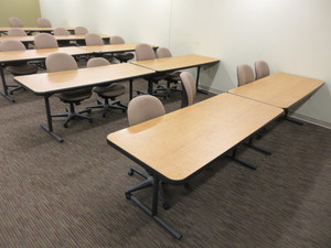 lot 221G image: FALCON TRAINING TABLES WITH HERMAN MILLER AMBI CHAIRS