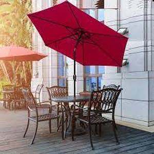 lot 23 image: LAUREL CANYON 7.5 ft. Market Patio Umbrella Table with Push Button Tilt and Crank in Red