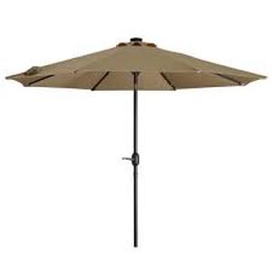 lot 16 image: CASAINC 9 ft. Aluminum Market High Quality Solar LED Light Tilt Patio Beach Umbrella in Taupe Without Base