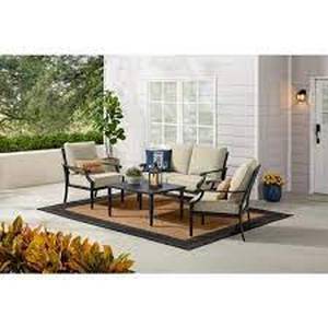 lot 21 image: Hampton Bay Braxton Park Black Rectangular Metal Outdoor Coffee Table