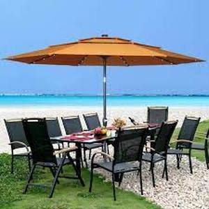 lot 25 image: 11 ft. Market Patio Umbrella with LED in Orange