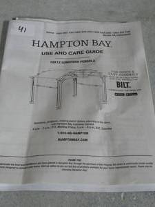 lot 41 image: Hampton Bay 10 ft. x 12 ft. Longford Wood Outdoor Patio Pergola with Sling Canopy (top only)