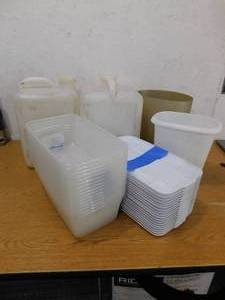 lot 77 image: 3 Drawer cabinet, Storage totes, Container Lot