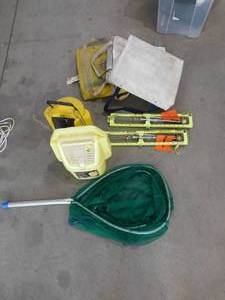 lot 119 image: Fishing Assorted lot - Nets, Minnow Buckets, Tip Ups, Boat Anchor