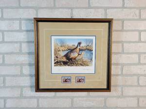 1992 Minnesota Pheasant Stamp Signed  Framed Print #1891 of 2500 - Artist David Chapman- 17 x 18