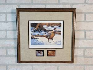 1988 Minnesota Pheasant Stamp Signed  Framed Print #35 of 3500 - Artist Daniel Smith - 17.5 x 16.5
