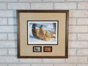 1987 Minnesota Pheasant Stamp Signed  Framed Print #35 of 3500 - Artist Brian Jarvi - 17.5 x 16.5