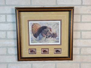 2001 Minnesota Wild Turkey Stamp Signed  Framed Artist Proof Print #5 of 200 - Artist Nick Reitzel - 18 x 17