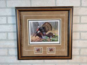 1998 Minnesota Wild Turkey Stamp Signed  Framed Artist Proof Print #5 of 100 - Artist Michael Sieve - 18 x 17.5