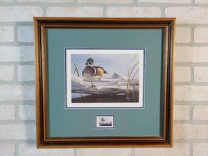 1991 Texas State Waterfowl Stamp Signed  Framed Print #1932 of 5650 - Artist Daniel Smith - 17.5 x 16.5