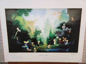 Precious Moments Jonathan & David Signed Print #424 of 875 - Artist Sam Butcher - Comes in Very Nice Protective Display - Print Size 28 x 22