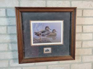 1996 Texas Waterfowl Stamp Signed  Framed Artist Proof Print #226 of 5650 - Artist Daniel Smith - 16.5 x 17.5
