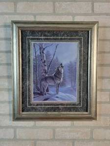 James Meger Signed  Framed Wolf Print - 17.5 x 20.5
