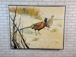 R. Millerson Pheasant Painting on Canvas - 51 x 41