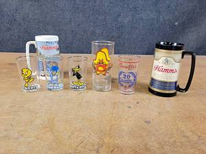 lot 1034 image: 1970s Looney Tunes Glasses, Hamms Beer Mugs and Vintage Gambles Glass