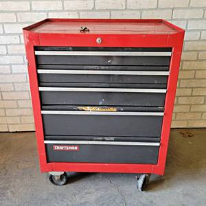 lot 1068 image: Craftsman 5-Drawer Rolling Tool Cabinet - Overall about 34 x 27 x 18 - NO SHIPPING