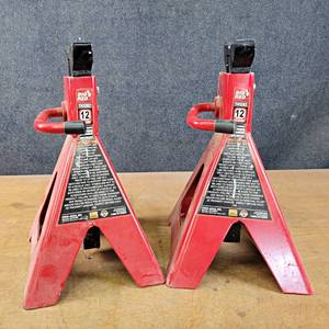 lot 1075 image: Pair of 12-Ton Jack Stands - NO SHIPPING