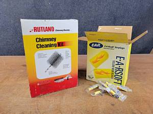 lot 1078 image: New Chimney Cleaning Kit and 12 Box of Ear Plugs
