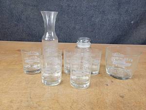 lot 1138 image: Vintage Bob Schuck Chevrolet Nicollet MN Glass, Ice Bucket Set - 1979-1983
