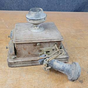 lot 1145 image: Antique Wall Mount Telephone - Appears Complete