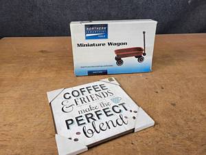lot 1151 image: New in Box Miniature Wagon and Coffee Dcor