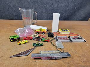 lot 1256 image: Toy Cars, Tractor Trading Cards, Budweiser Glass Beer Pitcher and More