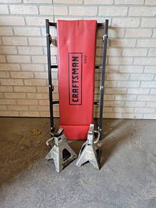 lot 1272 image: Craftsman Mechanics Creeper and (2) Jack Stands - NO SHIPPING