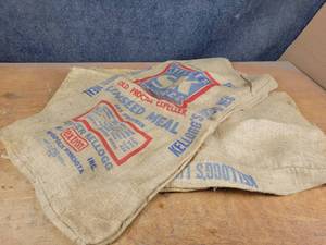 lot 1351 image: (4) Vintage Burlap Feed Sacks