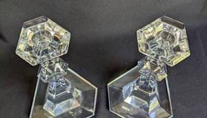 lot 37 image: Val St. Lambert Crystal Candleholders