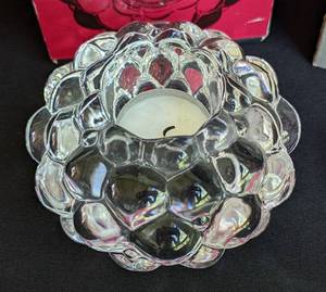 lot 38 image: Orrefors Crystal Votive Holder and Heart