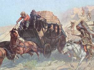 lot 65 image: Budweiser Attack on the Overland Stage Poster