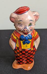 lot 89 image: Pair of Vintage Tin Pig Toys