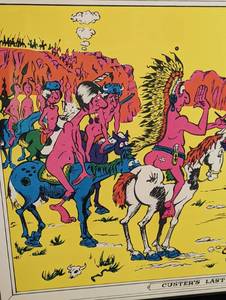 lot 22 image: Framed Vintage Black Light  1970s Custers Last Stand Poster